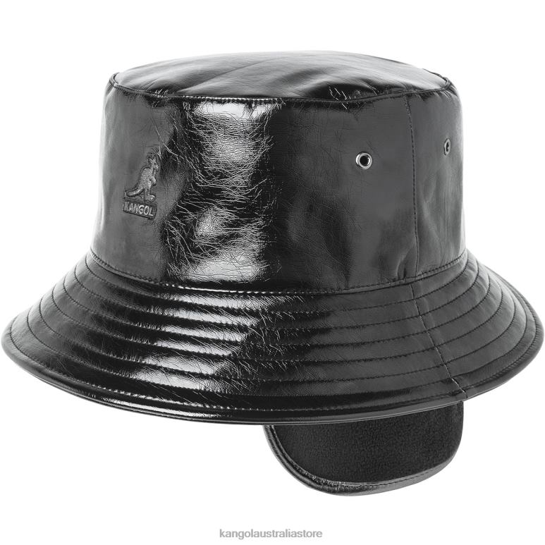 Unisex Accessories Black Crinkle Kangol Future Bucket W/ Earflaps V0X8T689