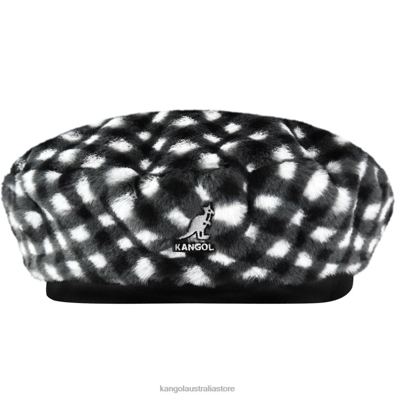 Unisex Accessories Black Gingham Kangol Faux Fur Beret V0X8T407
