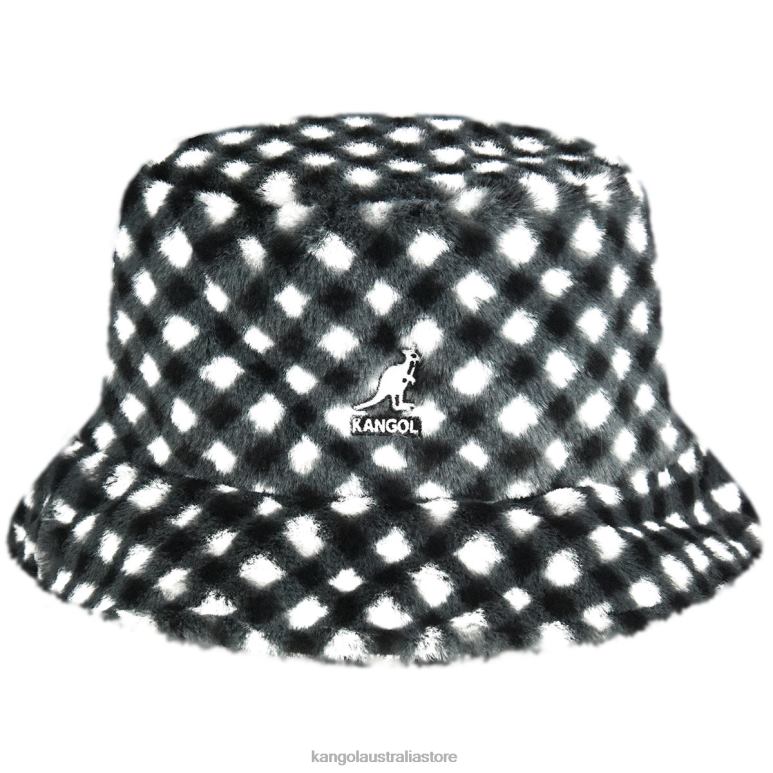 Unisex Accessories Black Gingham Kangol Faux Fur Bucket V0X8T710