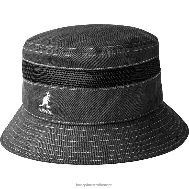 Unisex Accessories Black Kangol Distressed Cotton Mesh Bucket V0X8T471
