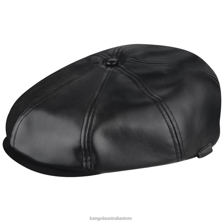 Unisex Accessories Black Kangol Faux Leather Cap V0X8T763
