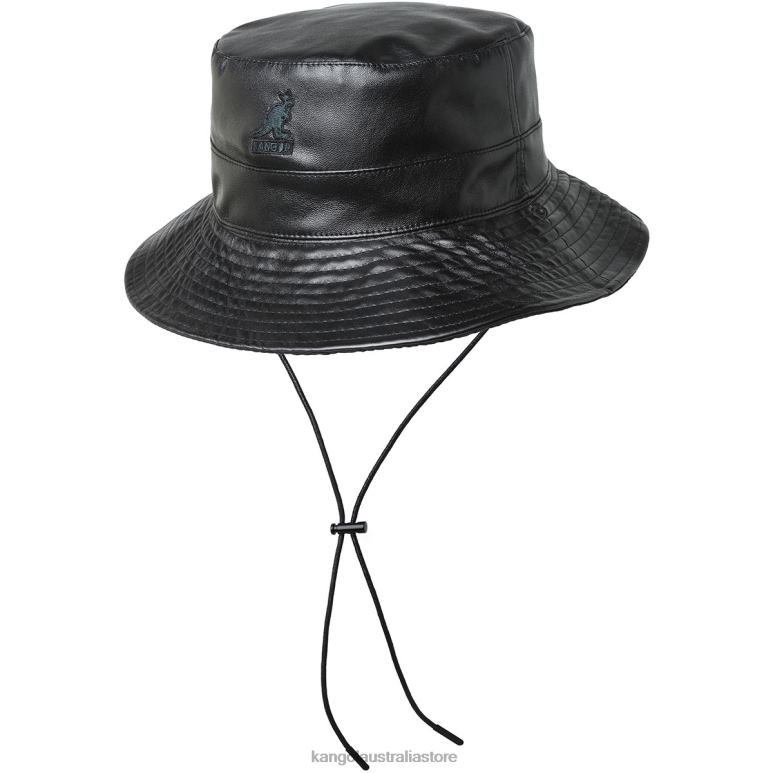 Unisex Accessories Black Kangol Faux Leather Reversible Bucket V0X8T544