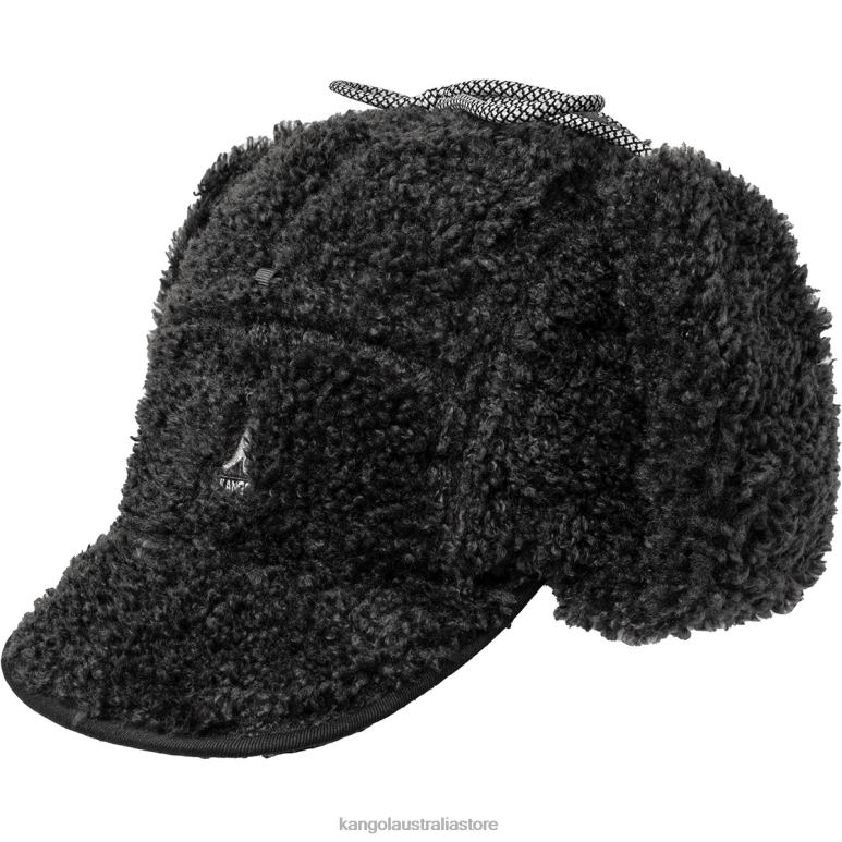 Unisex Accessories Black Kangol Faux Shearling Utility Flap Cap V0X8T912