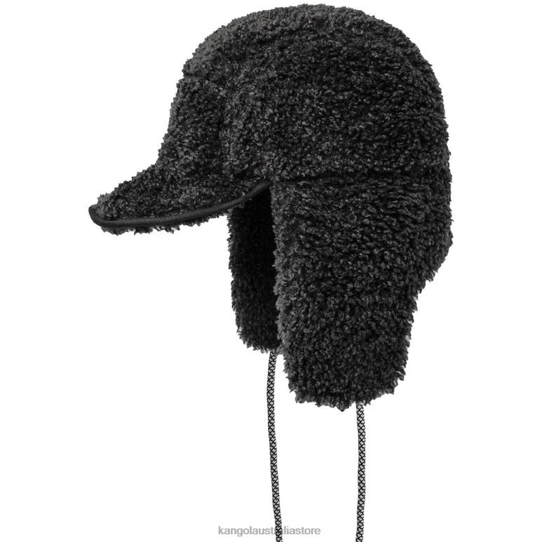 Unisex Accessories Black Kangol Faux Shearling Utility Flap Cap V0X8T912