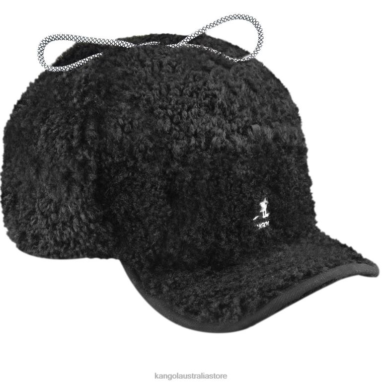 Unisex Accessories Black Kangol Faux Shearling Utility Flap Cap V0X8T912