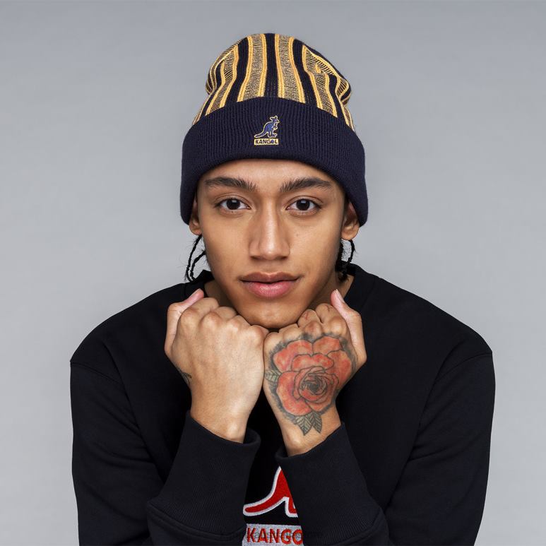 Unisex Accessories Black Kangol Rib Stripe Rev Beanie V0X8T809