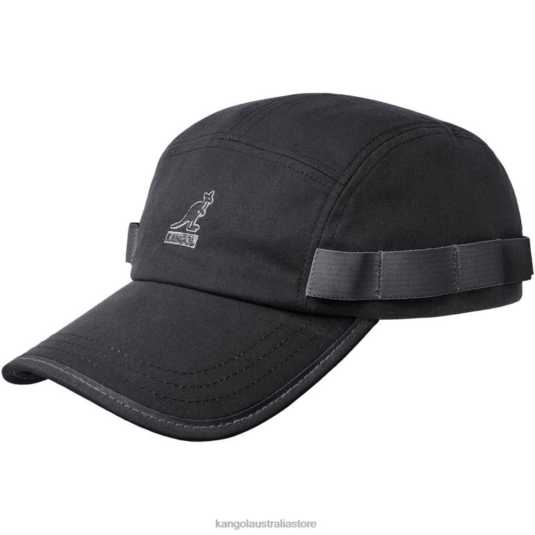 Unisex Accessories Black Kangol Waxed Utility 5 Panel Cap V0X8T361