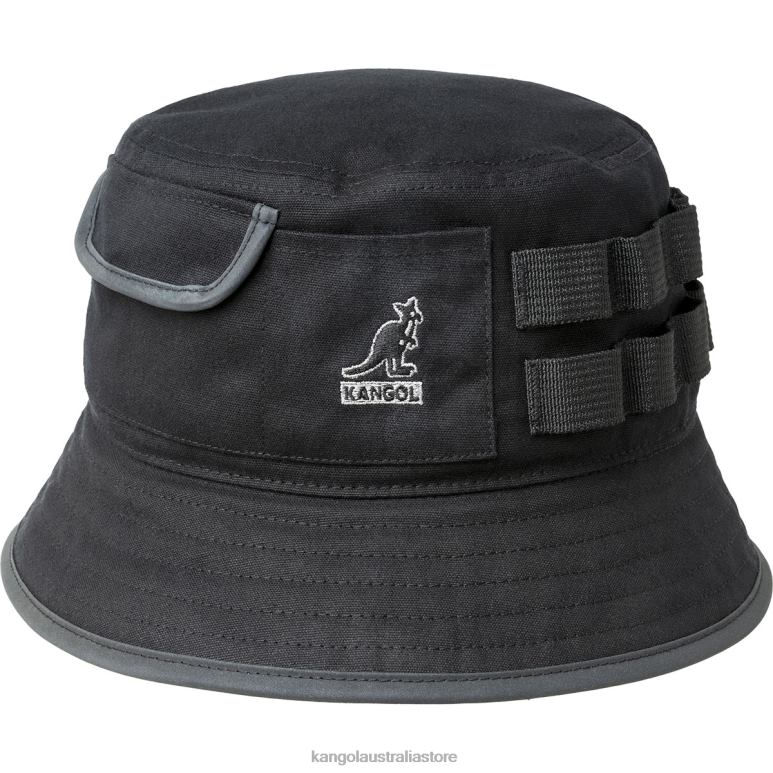 Unisex Accessories Black Kangol Waxed Utility Bucket V0X8T664