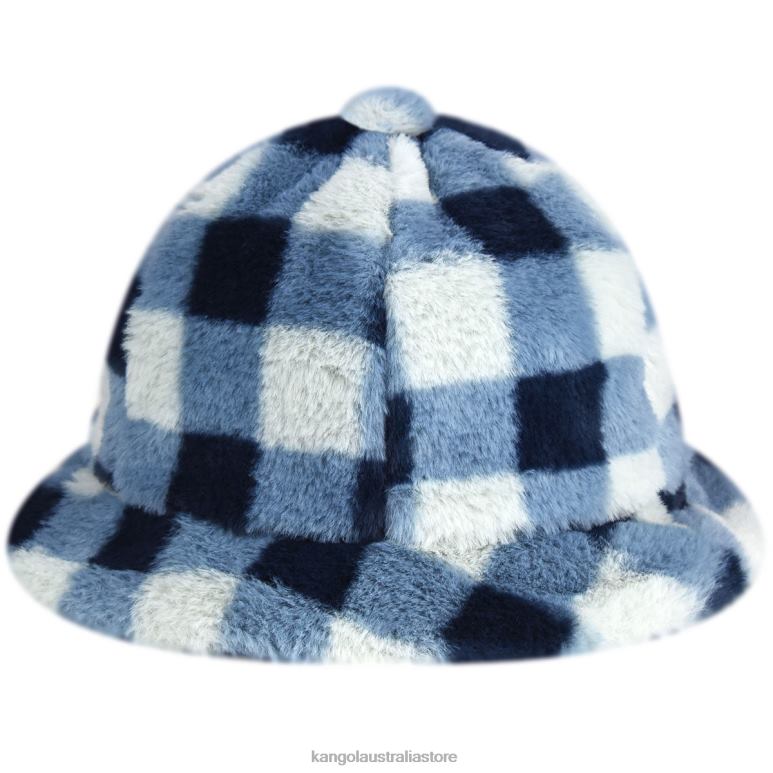 Unisex Accessories Blue Check Kangol Faux Fur Casual V0X8T702