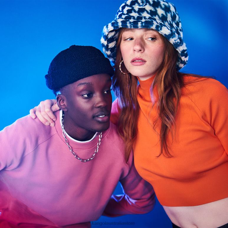 Unisex Accessories Blue Houndstooth Kangol Faux Fur Bucket V0X8T709