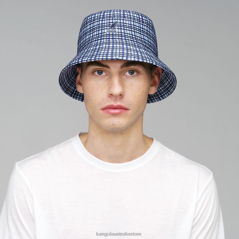 Unisex Accessories Blue Plaid Kangol Prep Plaid Bucket V0X8T481
