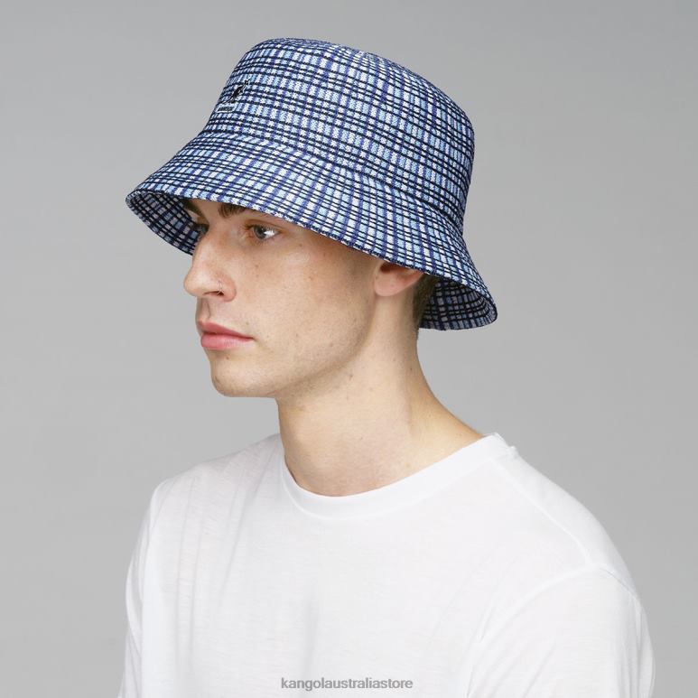 Unisex Accessories Blue Plaid Kangol Prep Plaid Bucket V0X8T481