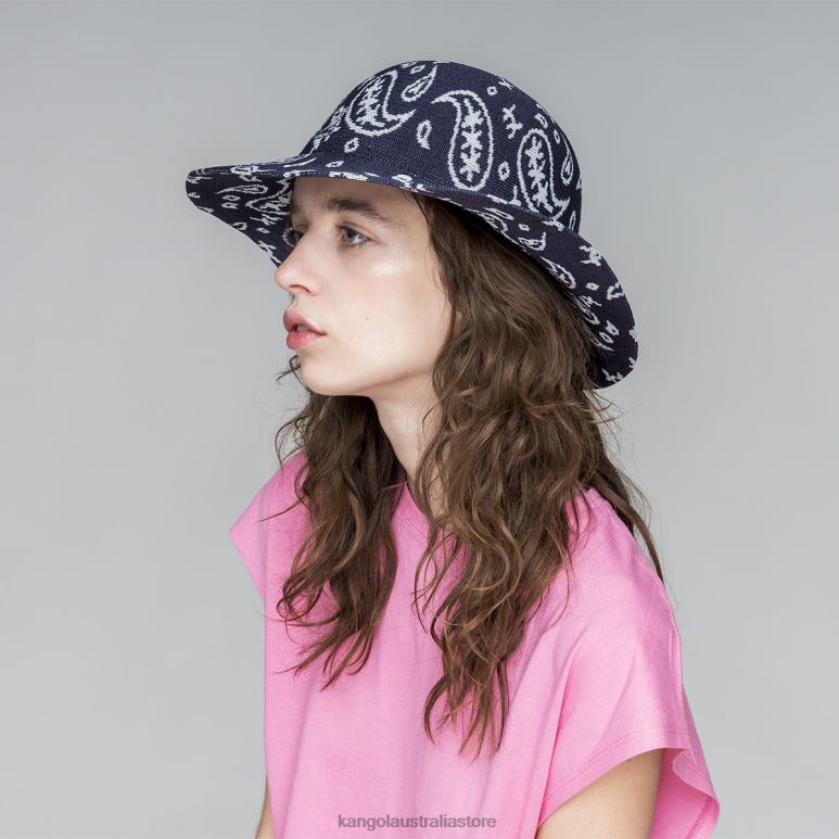 Unisex Accessories Dark Blue/White Kangol Paisley Wide Brim Casual V0X8T659