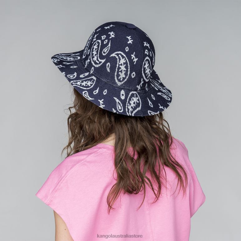 Unisex Accessories Dark Blue/White Kangol Paisley Wide Brim Casual V0X8T659