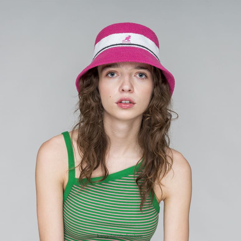 Unisex Accessories Electric Pink Kangol Bermuda Stripe Bucket V0X8T646