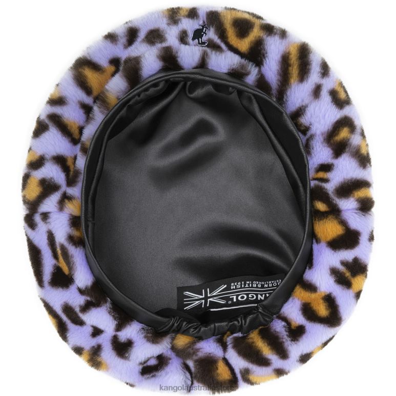 Unisex Accessories Lavender Leopard Kangol Faux Fur Beret V0X8T406