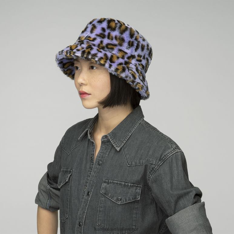 Unisex Accessories Lavender Leopard Kangol Faux Fur Bucket V0X8T708