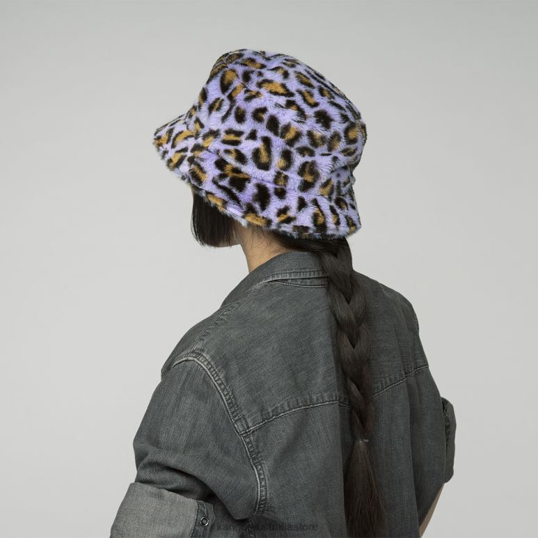Unisex Accessories Lavender Leopard Kangol Faux Fur Bucket V0X8T708