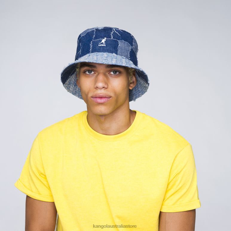 Unisex Accessories Med Blue Kangol Denim Mash-Up Bucket V0X8T503
