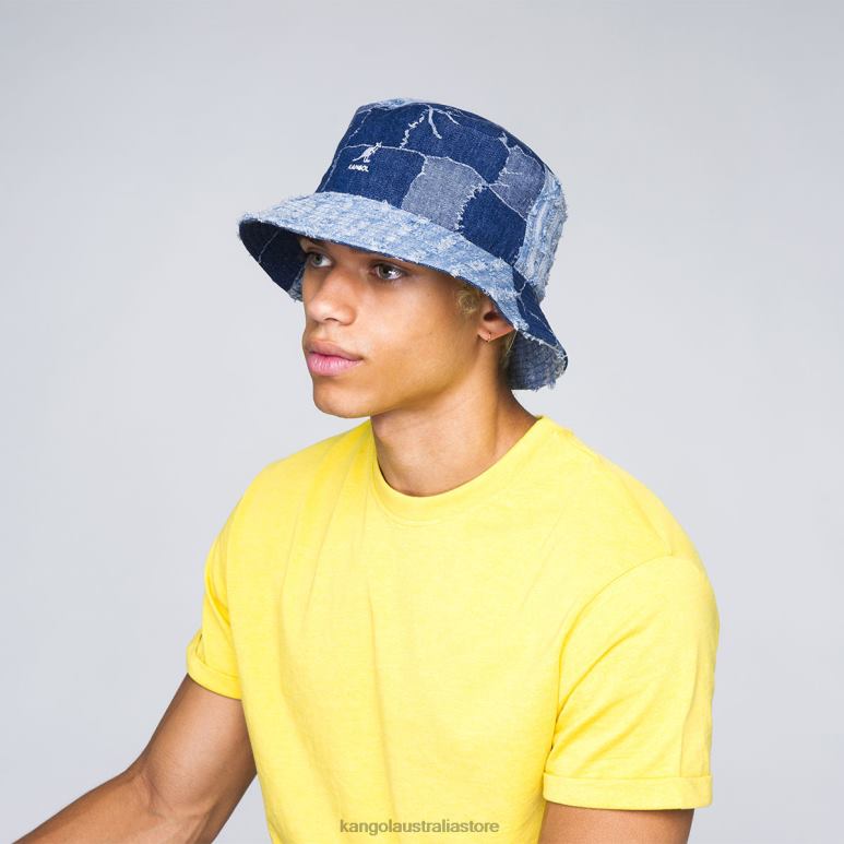Unisex Accessories Med Blue Kangol Denim Mash-Up Bucket V0X8T503