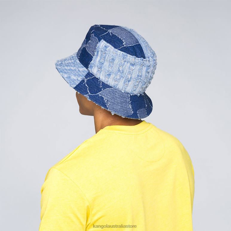 Unisex Accessories Med Blue Kangol Denim Mash-Up Bucket V0X8T503