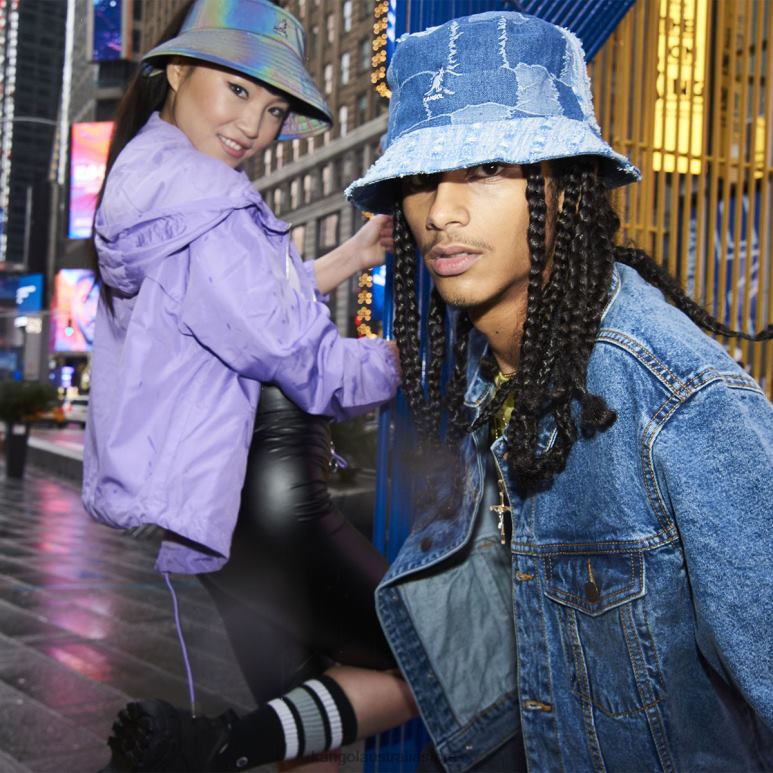 Unisex Accessories Med Blue Kangol Denim Mash-Up Bucket V0X8T503