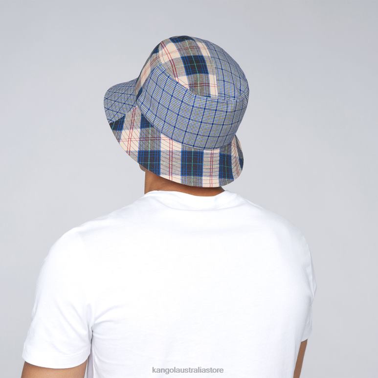 Unisex Accessories Mykonos Blue Kangol Plaid Mash-Up Bucket V0X8T682
