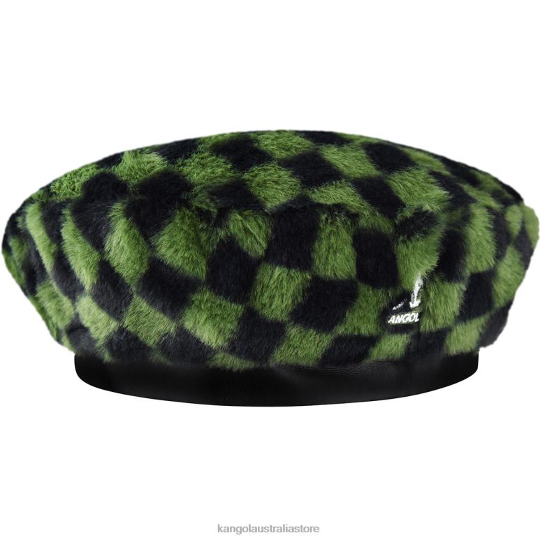 Unisex Accessories Olive Check Kangol Faux Fur Beret V0X8T409