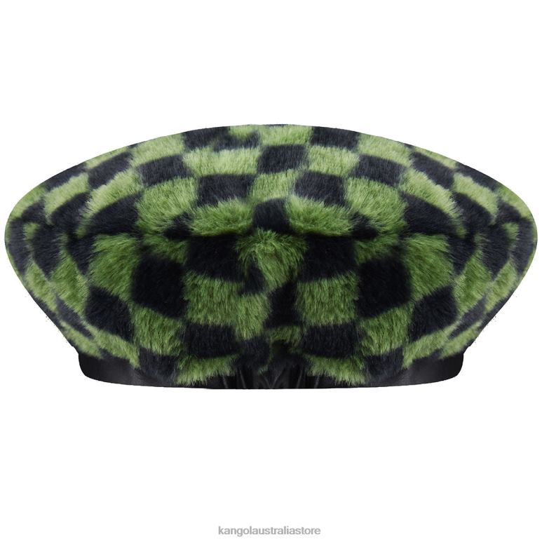 Unisex Accessories Olive Check Kangol Faux Fur Beret V0X8T409