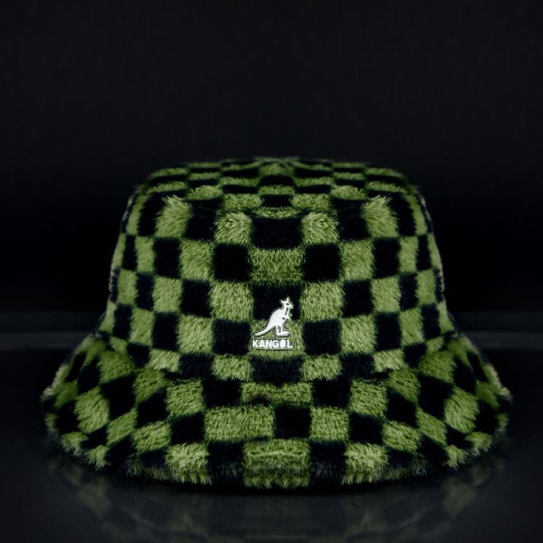 Unisex Accessories Olive Check Kangol Faux Fur Bucket V0X8T712