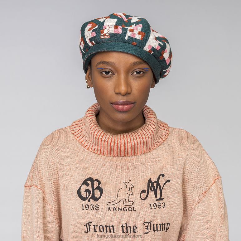 Unisex Accessories Pine/Cream Kangol Pixelated Plaid Beret V0X8T399