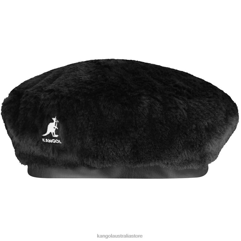 Unisex Accessories Solid Black Kangol Faux Fur Beret V0X8T403