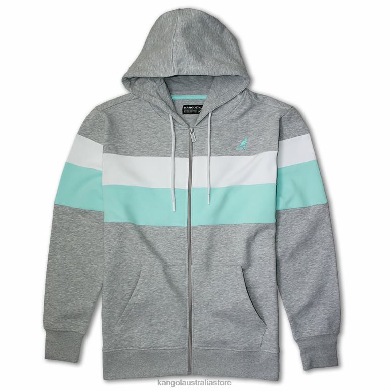 Unisex Clothing Ash Mix Combo Kangol Color Stripe Zip Hoodie V0X8T1119