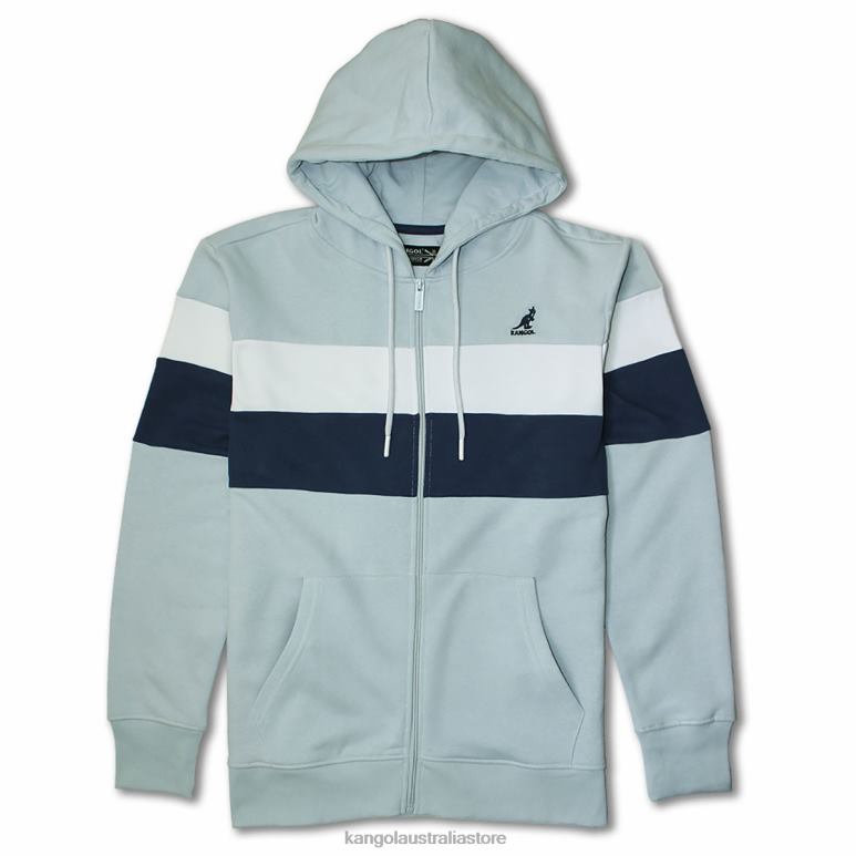 Unisex Clothing Baby Blue Combo Kangol Color Stripe Zip Hoodie V0X8T1120