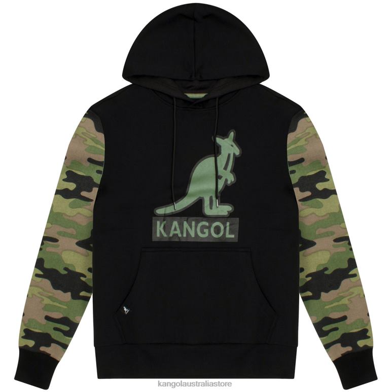 Unisex Clothing Black/Army Kangol Contrast Camo Hoodie V0X8T1133