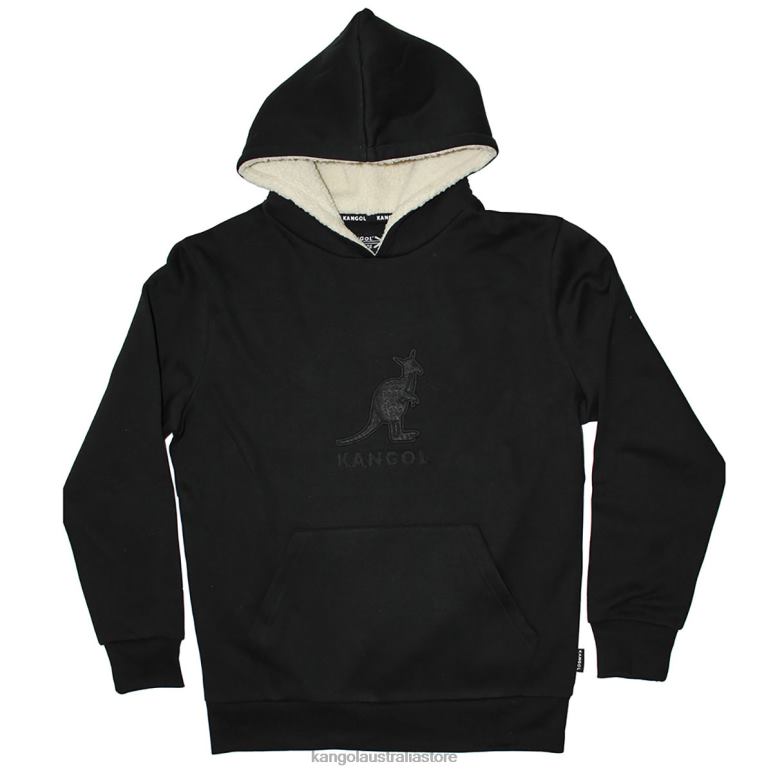 Unisex Clothing Black Kangol Tonal Embroidered Sherpa Hoodie V0X8T1126