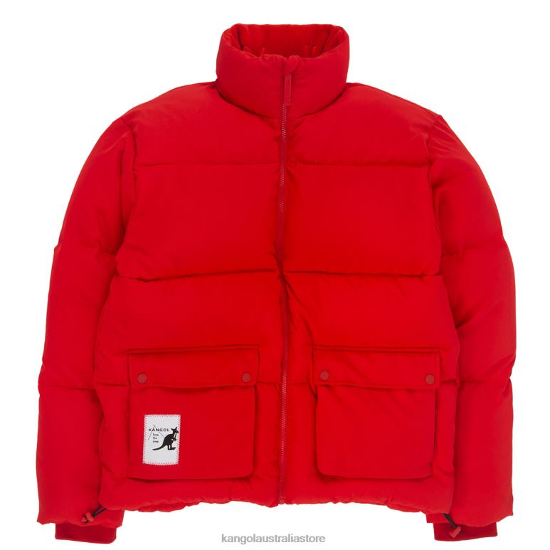 Unisex Clothing Flame Scarlet Kangol Patch Pocket Down Jacket V0X8T1231