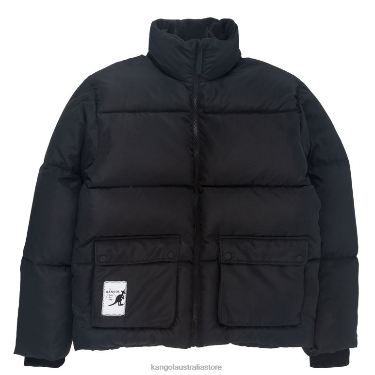 Unisex Clothing Jet Black Kangol Patch Pocket Down Jacket V0X8T1230