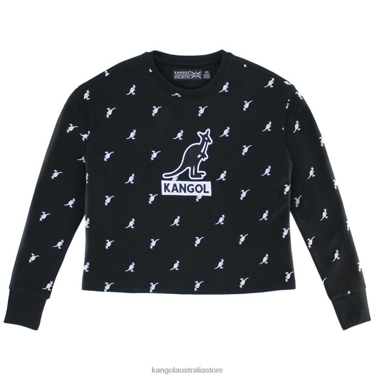 Unisex Clothing Black Kangol AOP Crop Popover V0X8T1090