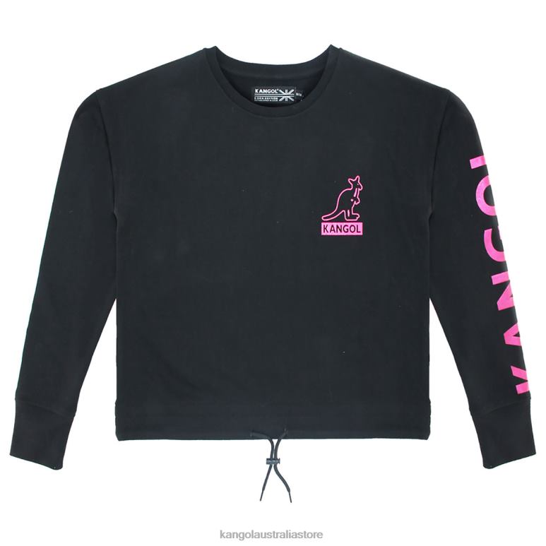 Unisex Clothing Black Kangol Foil Crop Popover V0X8T1219