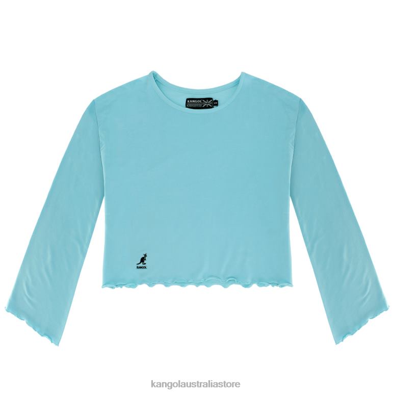 Women Clothing Tanager Turquoise Kangol Ruffled Crop Top V0X8T1226