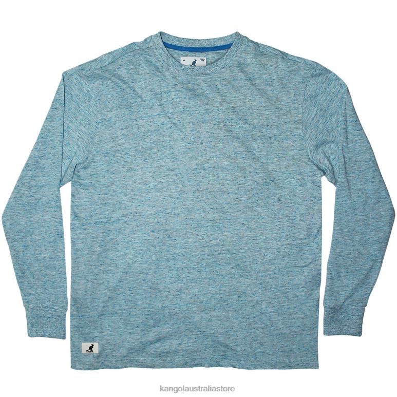 Unisex Clothing Sea Blue Kangol Linen Effect Long Sleeve Tee V0X8T1241