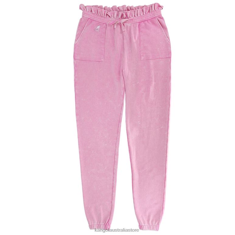 Women Pants Black Beauty Kangol Acid Wash Ruffle Joggers V0X8T1075